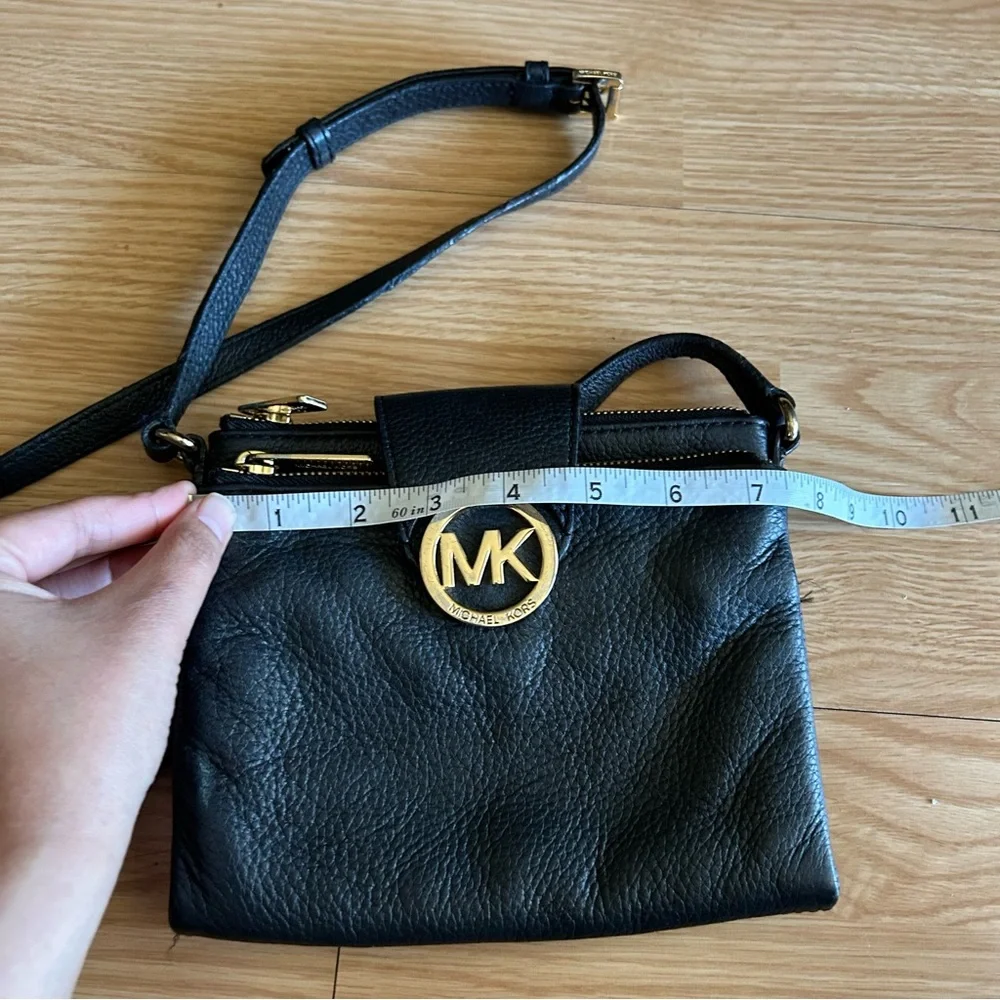 Michael Kors Black Pebbled Leather Fulton Small Crossbody Bag